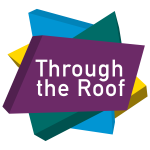 Through the Roof logo showing 4 coloured roof tiles arranged in a star shape, with a purple tile at the front that reads 'Through the Roof' 