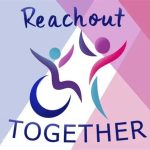 Logo of Reachout Together, with two stick figures with arms raised, one is a wheelchair user.