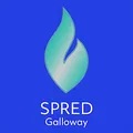Logo of SPRED Galloway, with a blue flame flickering