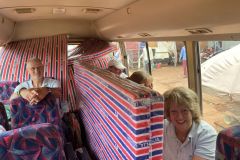 Inside the team van after buying foam for wheelchair adjustments