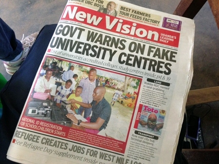 The local newspaper, with a wheels photo on the front cover