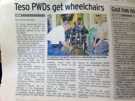 A page from the local newspaper, showing the wheels team