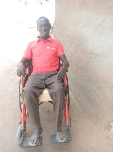 Simon with his new wheelchair