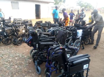 The wheelchairs out and ready to be sorted